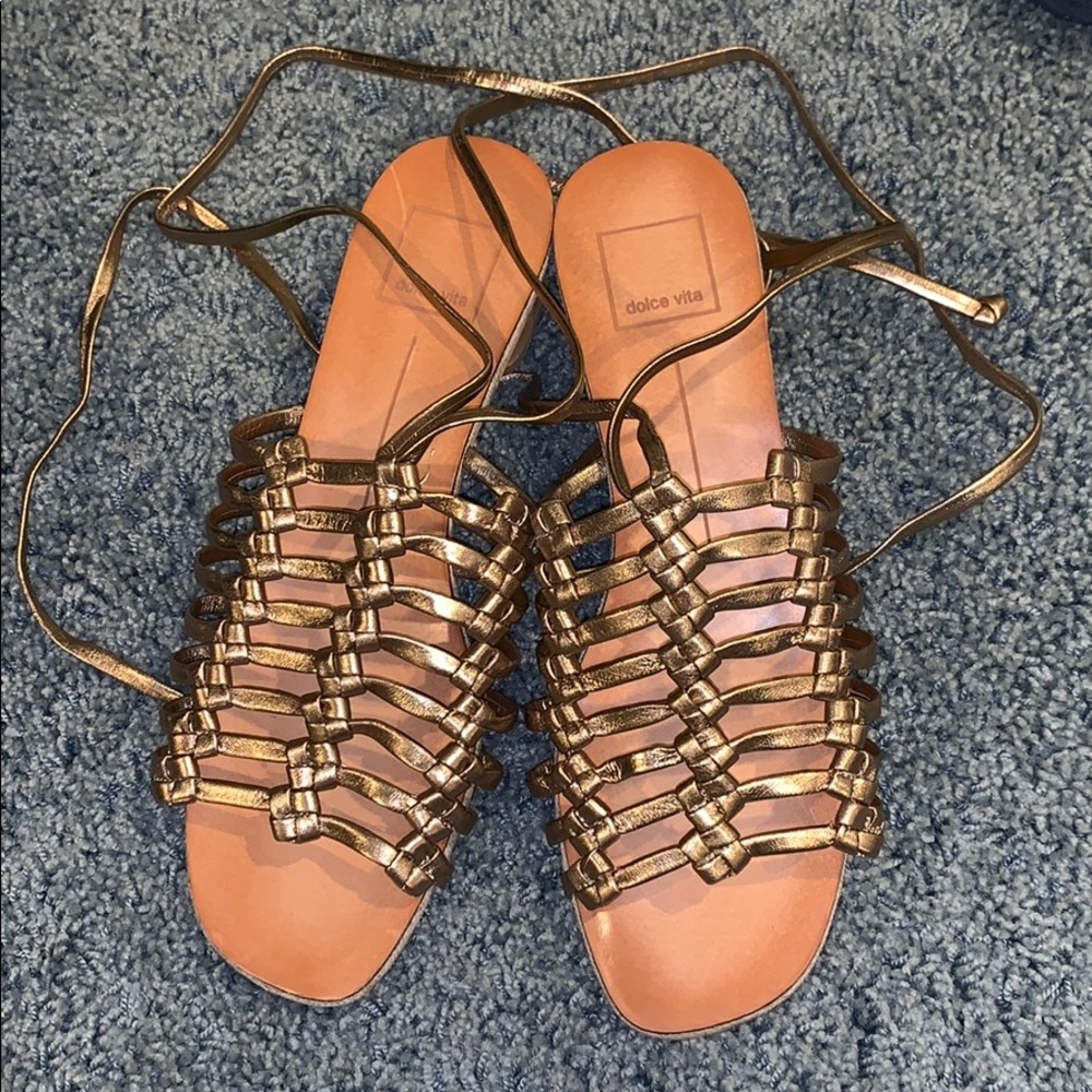 Dolce vita tie up gold sandals